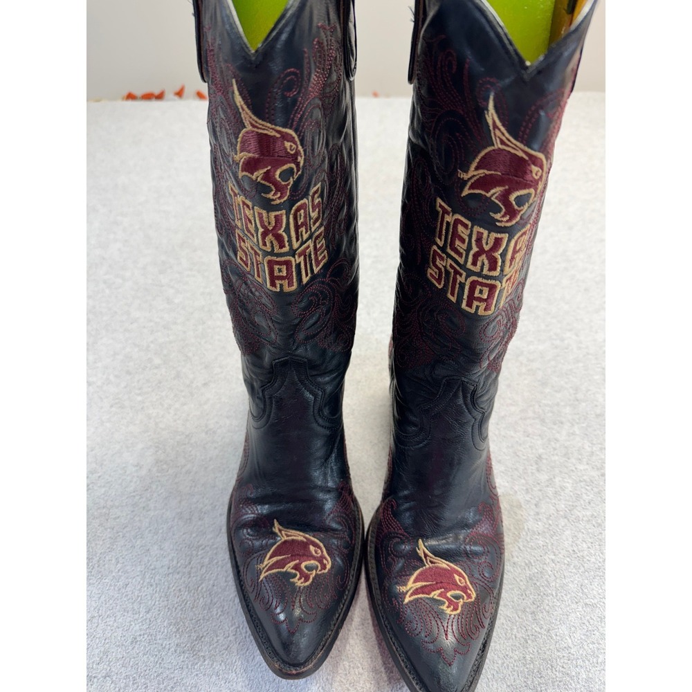 Gameday Boots Texas State Womens Black Leather Embroidered Western Cowboy Boots‎